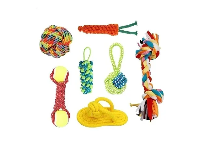 Buszbo Multicolor Fetch Interactive Rope Kit Toy Nylon Chew Toy, Tug Toy For Dog