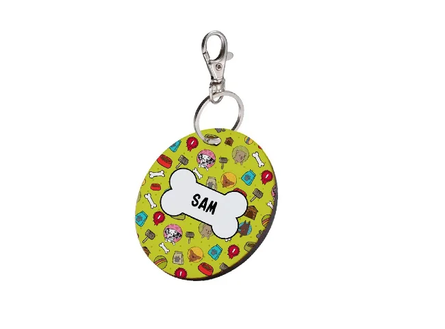 Round Shape Collar Locket/Pendant for Dogs & Puppy -257 Info Engraved Dog Collar Charm (Multicolor, Round)