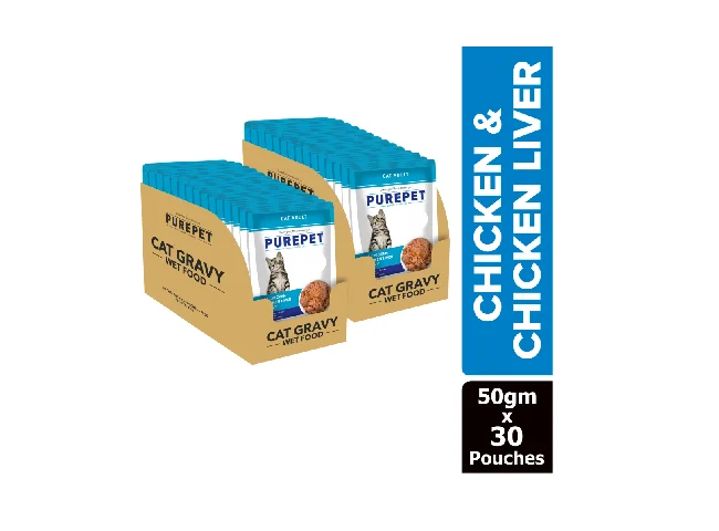 (30x0.05 Kg) Real Chicken Liver and Chunks of Chicken 1.5 kg (30x0.05 kg) Wet Adult Cat Food