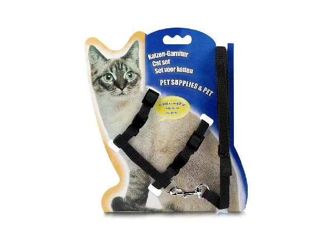 Cat Harness, Adjustable Harness Nylon Strap Collar with Leash, Dog & Cat Harness & Leash
