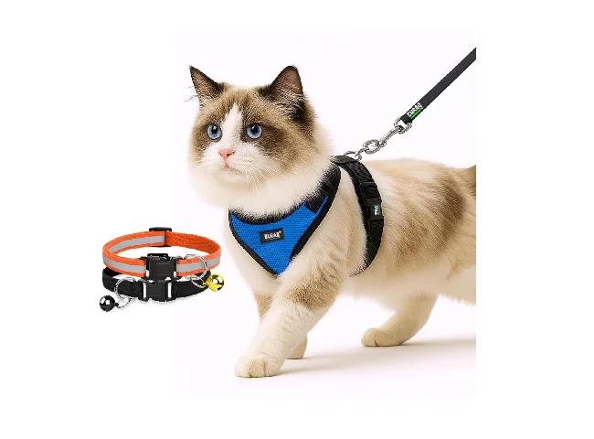 No Pull Cat Harness + Leash + 2 Pcs Collar | Ultra Light | Air Mesh | Adjustable Cat Harness & Leash