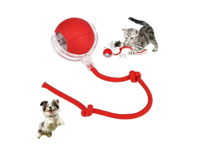 Cat Toy – Smart Silicone Rolling Ball with Tail & Motion-Activated Sound Silicone Rubber Toy