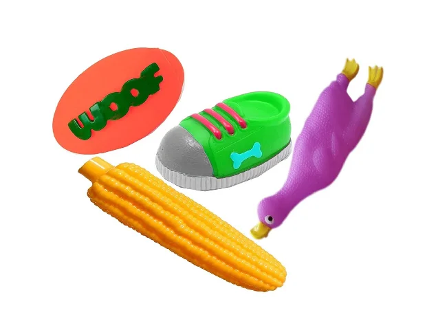 Combo of 4 Soft Latex Rubber Interactive Squeaky Toys for Small Puppy