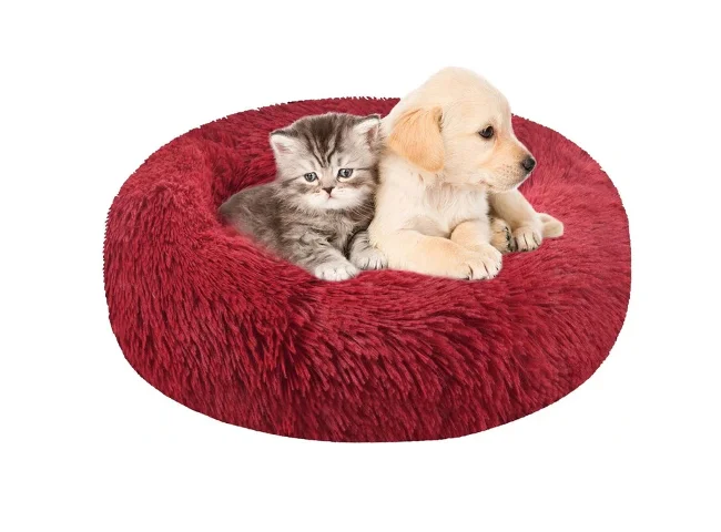 The round soft pet bed is perfect for indoor cats and puppies for all weather S Pet Bed (Black)