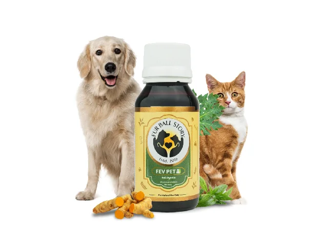 Fev Pet Syrup Vet Recom. Ayurvedic Fever Cough Cold Relief For Dog Cat Pet Health Supplements (60 ml)