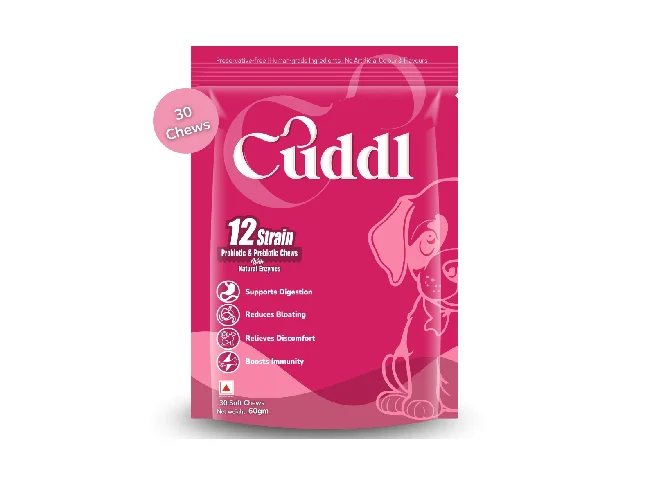 12-Strain Probiotic & Prebiotic for Dogs Digestion | Pet Health Supplements (30 Pieces)