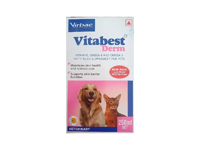 Vitabest Derm Skin Supplement for dogs and cats 250 ml Pet Health Supplements (250 ml)
